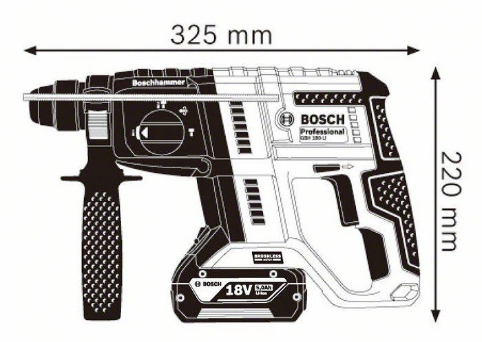 Bosch młot udarowy obrotowy akumulatorowy SDS+ GBH 180-LI 0*AH